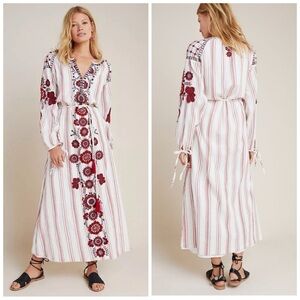 NWT Anthropologie Antik Batik Camilla Embroidered Maxi Dress